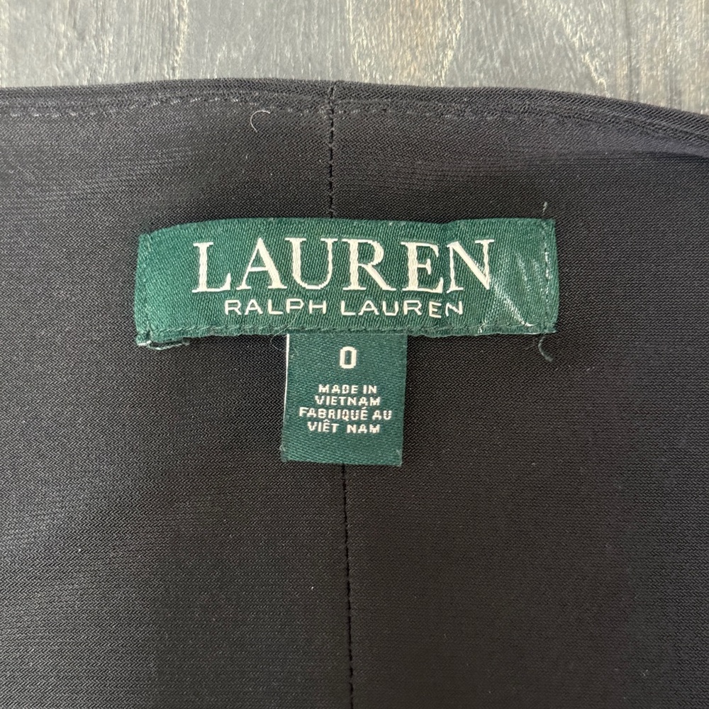 Lauren Ralph Lauren Black Wrap Sheath Dress Lace Long Sleeve Cocktail Size 0 - Picture 9 of 12